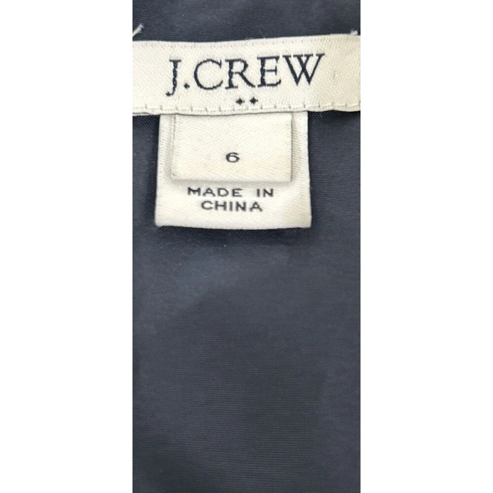 J. Crew Womens 6 Navy Blue And White Check V-Neck Sleeveless Dress Lined Zipper